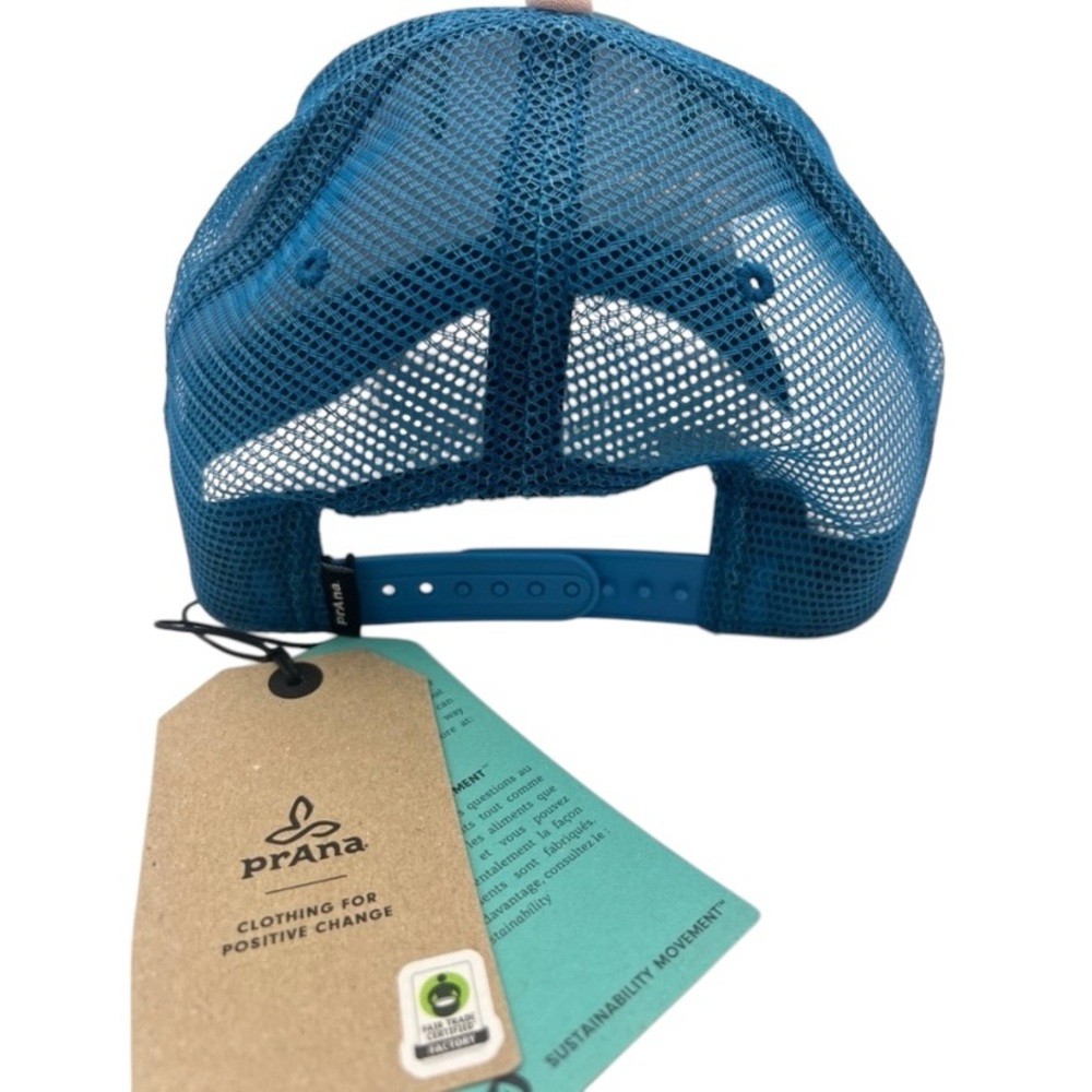 Prana Floral Trucker Hat in Teal, Peach & Green - Picture 3 of 6
